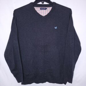 Southern Marsh Sweater Mens Large Gray V Neck Pullover Knit Cotton